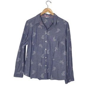 Boden Women’s Long Sleeve Button Shirt Denim Light Wash Shirt Island Size 8R